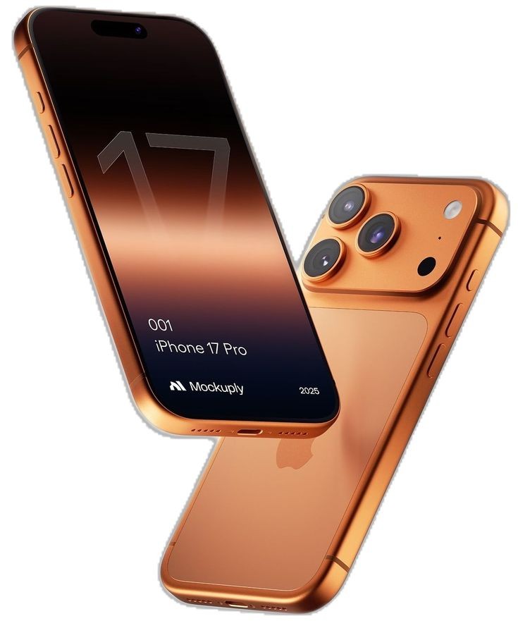 iPhone 17 front view in desert titanium with latest design